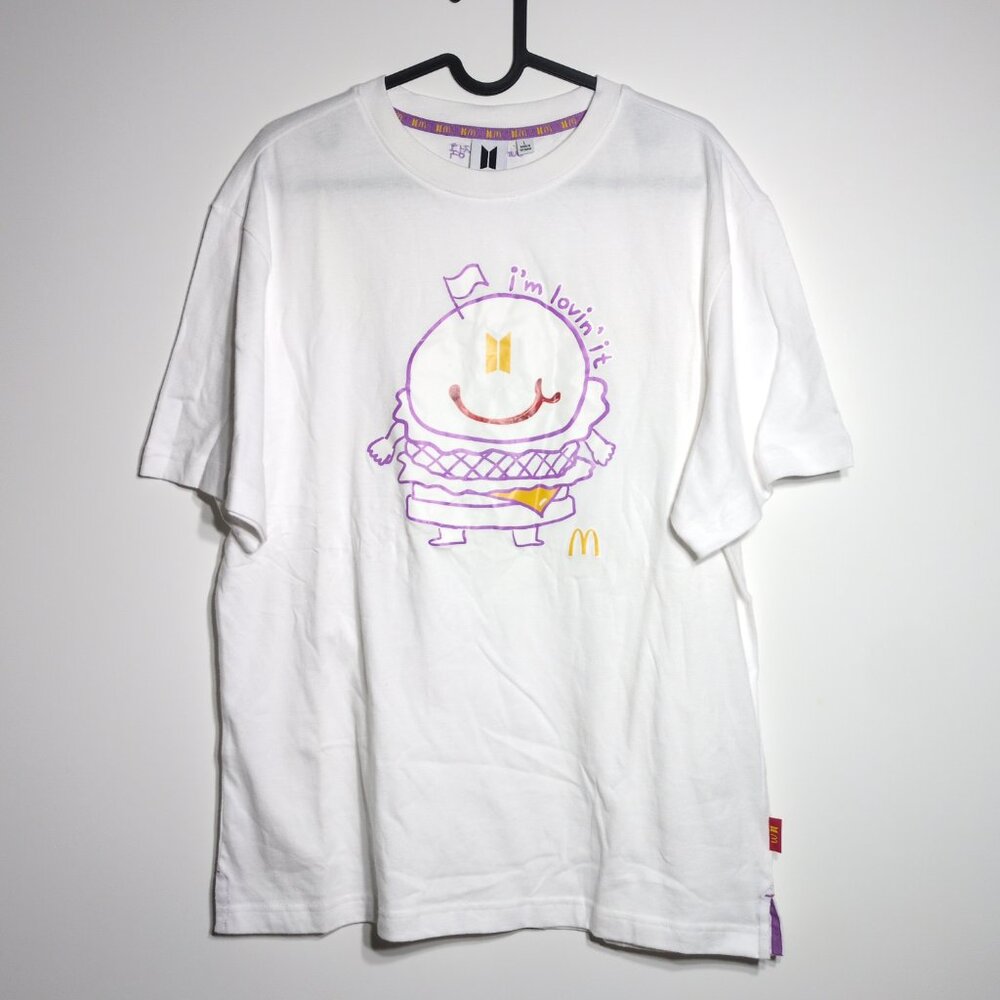 Jung Kook BTS Mcdonalds Collab Size Large White Short Sleeve Burger Art